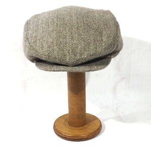 Vintage Wool Herringbone Mens Newsboy Cap